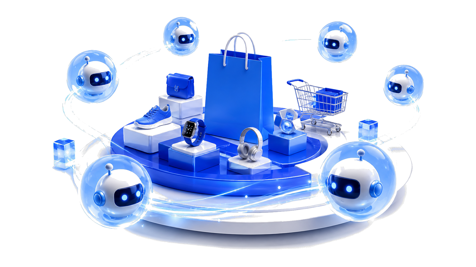 3D ecommerce platform with AI agents orchestrating shopping flows